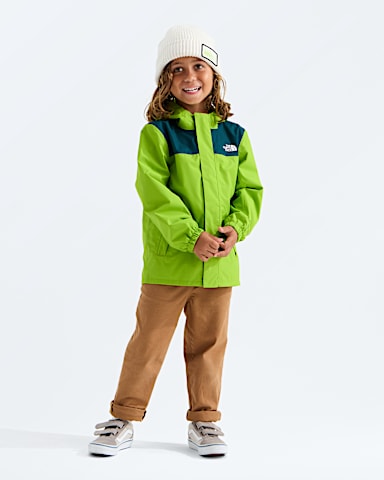 Kids Antora Rain Jacket TNF Sport MossPacific Teal HERO2