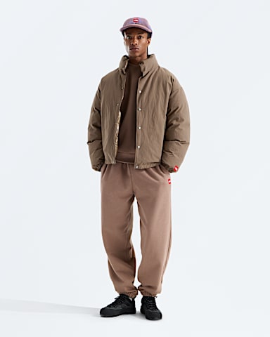 Mens TNF Red Box Down Jacket TNF Smokey Brown HERO2