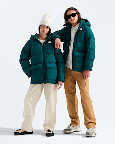 Courte parka double en molleton North Down pour garons et filles TNF Pacific Teal HERO