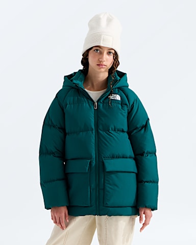 Courte parka double en molleton North Down pour garons et filles TNF Pacific Teal HERO3