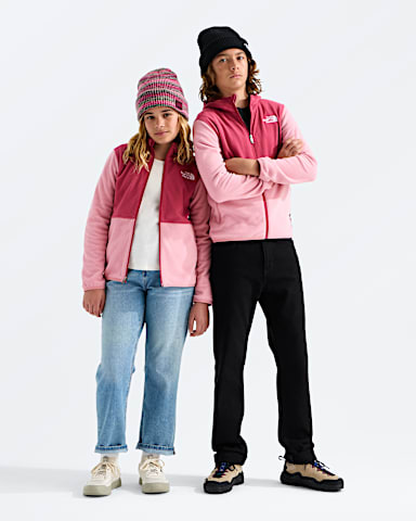 Boys Girls Glacier FullZip Hoodie TNF Fermented ClayPrimrose Main