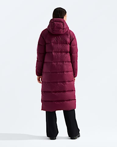 Womens Hydrenalite City Long Down Hooded Parka TNF Burgundy Crush BACK