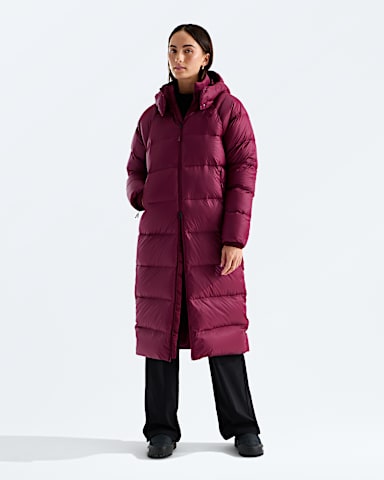 Womens Hydrenalite City Long Down Hooded Parka TNF Burgundy Crush Main