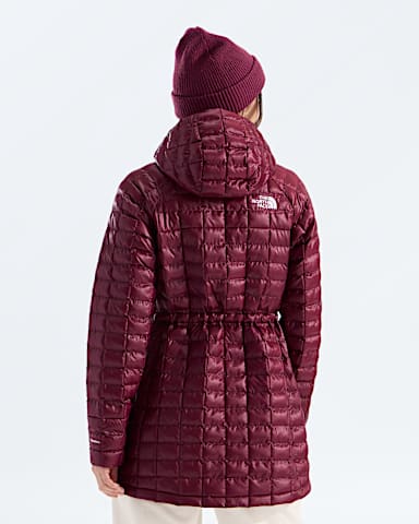 Womens THERMOBALL Hooded Parka TNF Burgundy Crush BACK