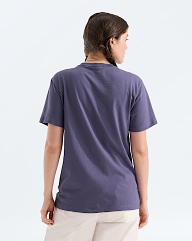 Womens Evolution Simple Dome Relaxed ShortSleeve Tee TNF Grounded Plum BACK