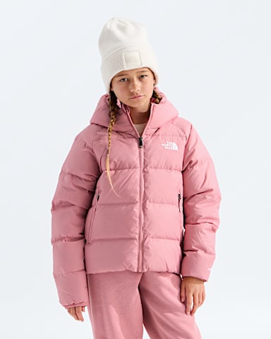 Girls Hydrenalite Down Hooded Jacket TNF Primrose Main