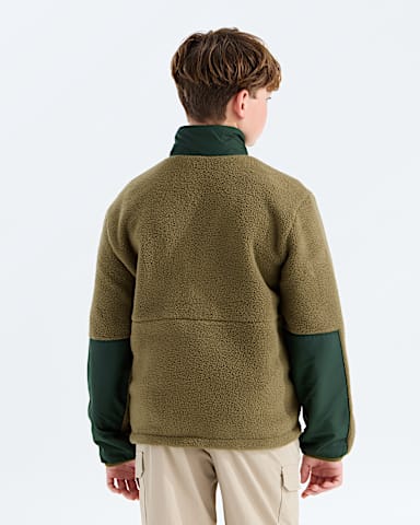 Boys Yumiori Off Peak FullZip Jacket TNF Caraway SeedBottle Green BACK