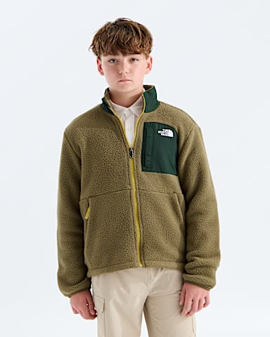 Boys Yumiori Off Peak FullZip Jacket TNF Caraway SeedBottle Green HERO