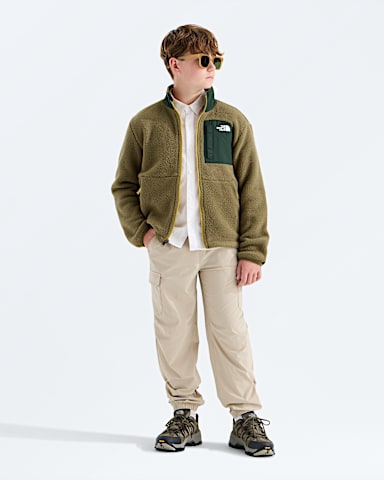 Boys Yumiori Off Peak FullZip Jacket TNF Caraway SeedBottle Green HERO2