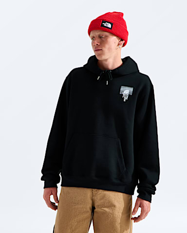 Mens Apex 75 Collage Relaxed Hoodie TNF TNF Black BACK