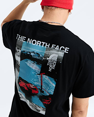 Mens Apex 75 Collage Relaxed ShortSleeve Tee TNF TNF Black HERO2