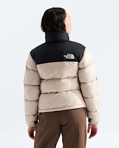Womens 1996 Retro Nuptse Jacket TNF Timeless Taupe TNF Black BACK