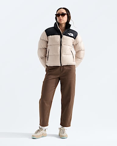 Womens 1996 Retro Nuptse Jacket TNF Timeless Taupe TNF Black HERO2
