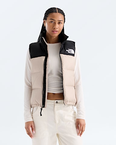 Womens 1996 Retro Nuptse Vest TNF Timeless Taupe TNF Black Main