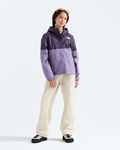 Girls Warm Antora Rain Jacket TNF Endless DuskGrounded Plum HERO2