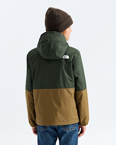 Boys Warm Antora Rain Jacket TNF Bottle GreenCaraway Seed BACK
