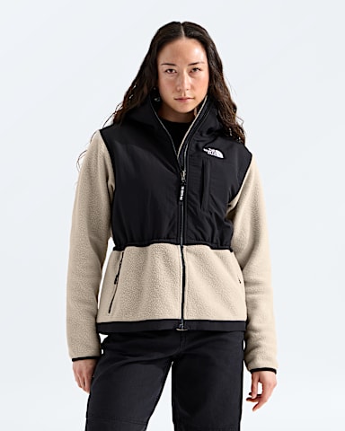 Womens Retro Denali Hoodie TNF Timeless Taupe TNF Black Main