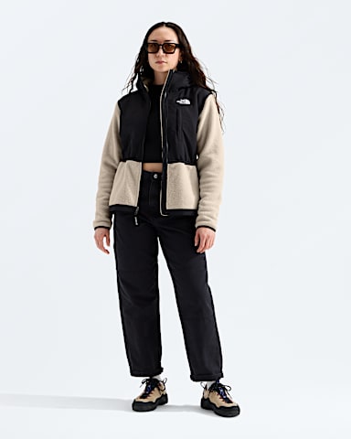 Womens Retro Denali Hoodie TNF Timeless Taupe TNF Black HERO2