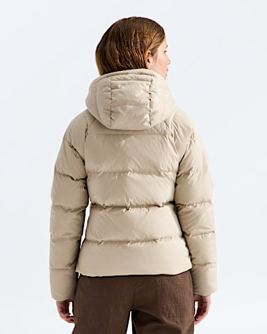 Womens Hydrenalite City Down Hooded Jacket TNF Timeless Taupe BACK