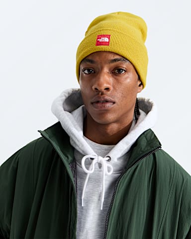 TNF Red Box Beanie TNF Pigment Yellow MODELBACK