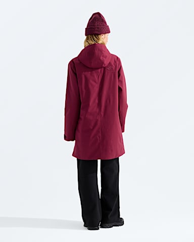 Womens TNF Range Lightweight Hooded Parka TNF Burgundy Crush BACK