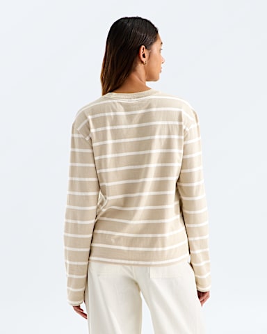 Womens Vista Stripe LongSleeve Tee TNF Timeless Taupe TNF Open Stripe BACK