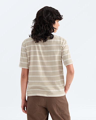 Womens Vista Stripe ShortSleeve Tee TNF Timeless Taupe TNF Open Stripe BACK