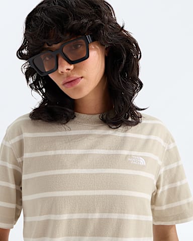 Womens Vista Stripe ShortSleeve Tee TNF Timeless Taupe TNF Open Stripe HERO2