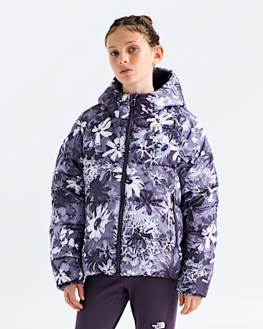 Girls Hydrenalite Down Hooded JacketPrint TNF Endless Dusk Moon Florals Print Main