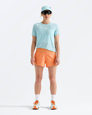 Womens Summit Series Pacesetter 3 ShortsGraphic TNF Papaya HERO2