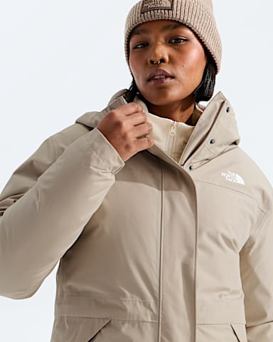 Womens Clear Lake Triclimate Jacket TNF Timeless Taupe HERO2