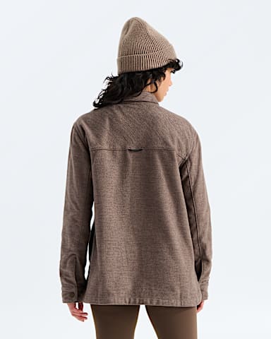 Womens Forest Flannel LongSleeve Shacket TNF Smokey Brown Grain Plaid BACK