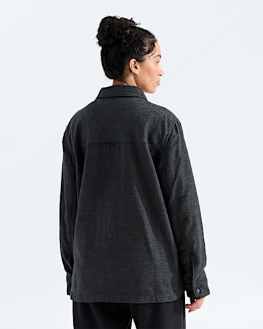 Womens Forest Flannel LongSleeve Shacket TNF TNF Black Grain Plaid BACK
