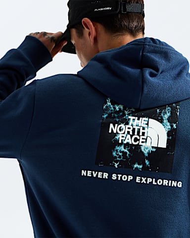Mens Evolution Light Print Box NSE Regular Hoodie TNF Summit Navy HERO2