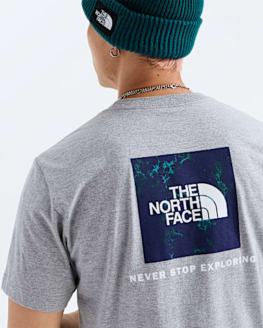Mens Evolution Light Print Box NSE Regular ShortSleeve Tee TNF TNF Pale Grey Heather HERO2