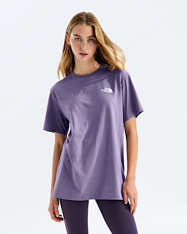 Womens Evolution Moon Florals Print Box NSE Relaxed ShortSleeve Tee TNF Grounded Plum BACK
