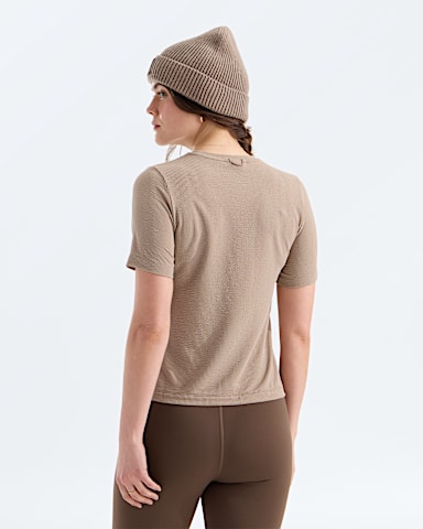 Womens Golden Ridge Ribbed Short Sleeve TNF Garnet BACK