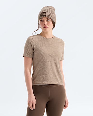 Womens Golden Ridge Ribbed Short Sleeve TNF Garnet Main