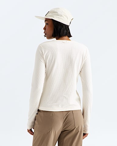 Womens Golden Ridge Ribbed LongSleeve Tee TNF White Dune BACK