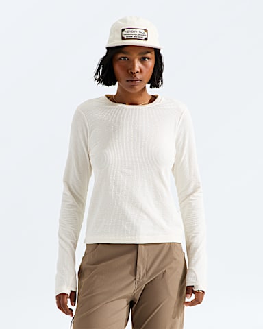 Womens Golden Ridge Ribbed LongSleeve Tee TNF White Dune Main