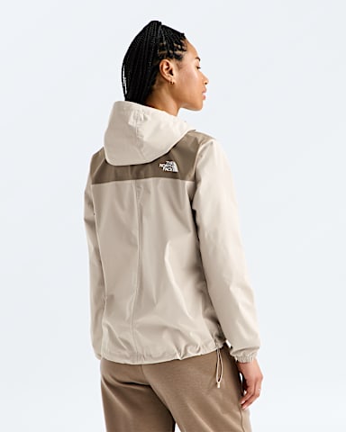 Womens Antora Rain Jacket TNF Timeless Taupe Garnet BACK