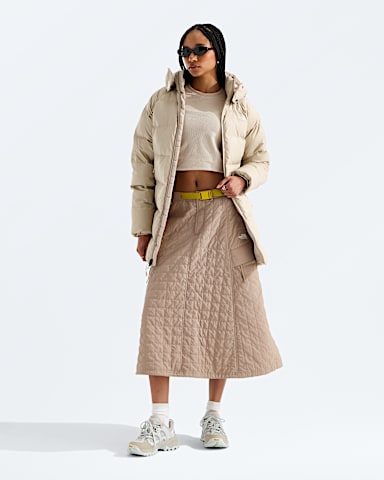 Womens Hydrenalite City Down Hooded Parka TNF Timeless Taupe HERO2