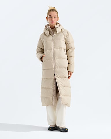 Parka capuchon en duvet Hydrenalite City Long pour femmes TNF Timeless Taupe HERO