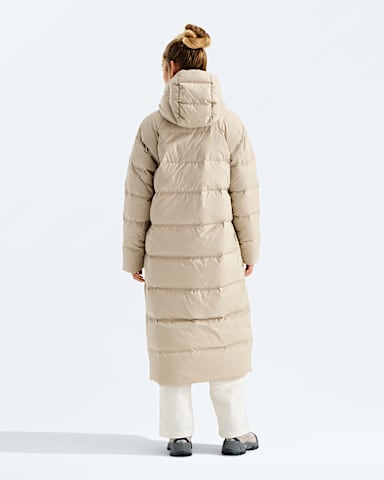 Parka capuchon en duvet Hydrenalite City Long pour femmes TNF Timeless Taupe BACK