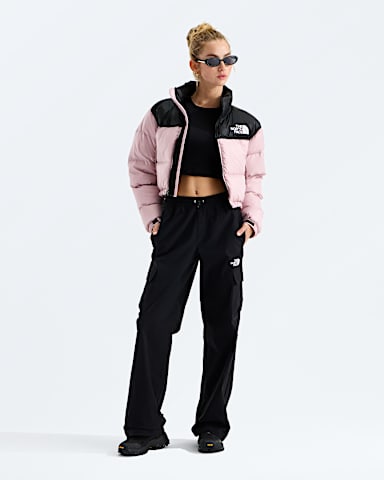 Womens Nuptse Short Jacket TNF Metal PinkTNF Black HERO2