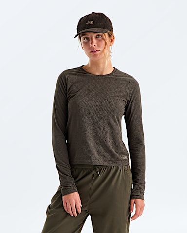 Womens Golden Ridge Ribbed LongSleeve Tee TNF Dark Chestnut HERO