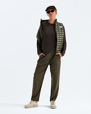 Womens Golden Ridge Ribbed LongSleeve Tee TNF Dark Chestnut HERO2