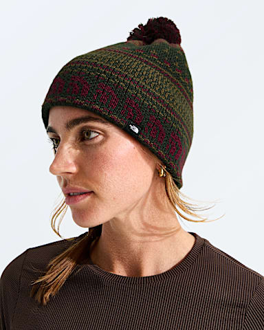 Cabin Ski Tuke TNF Bottle Green JacquardPom MODELBACK
