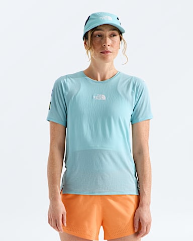 Womens Summit Series High Trail ShortSleeveGraphic TNF Canal Blue Main