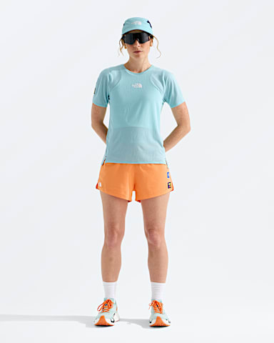 Womens Summit Series High Trail ShortSleeveGraphic TNF Canal Blue HERO2